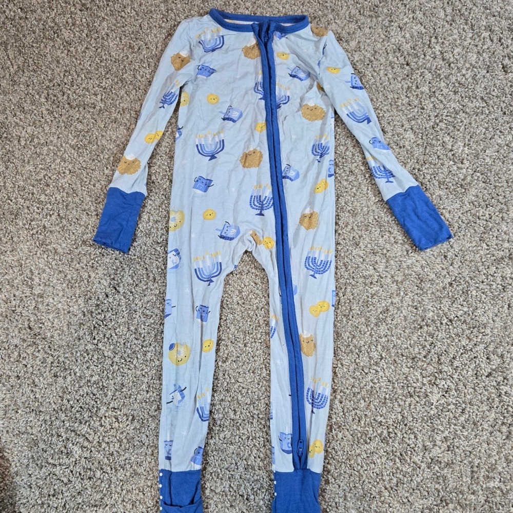 Angel Dear Hanukkah Bamboo 2-Way Zip Footie‎ 18-24m